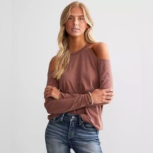 Rosette Cold Shoulder Top - White Crow